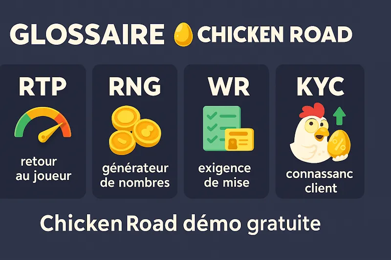 Glossaire Chicken Road RTP RNG WR KYC
